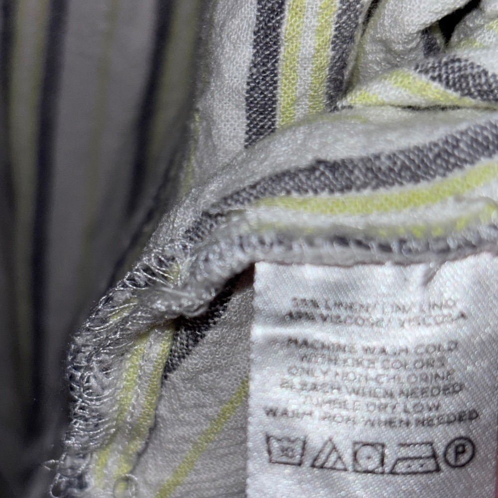 Loft Outlet Lounge Womens Medium Striped Linen Blend Button Down Shirt Grey - Picture 4 of 6